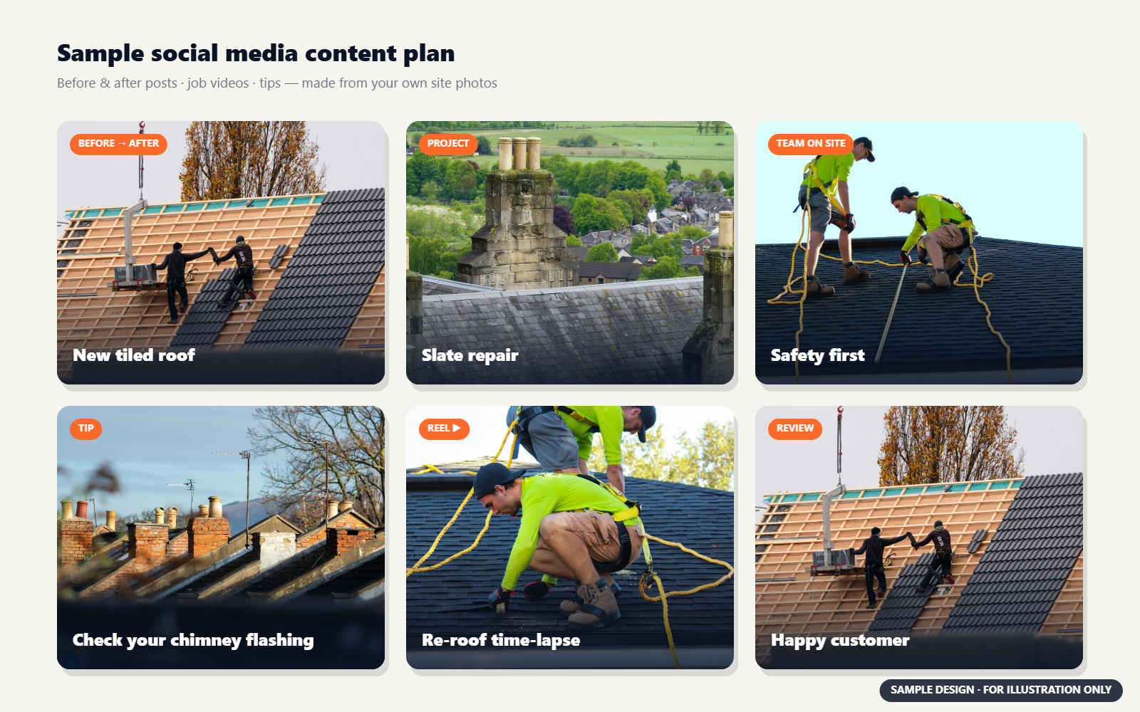Sample social media content plan for roofers